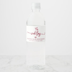 Simple Elegant Calligraphy Wedding Water Bottle Label