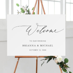 Simple Elegant Calligraphy Wedding Welcome Poster