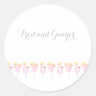 Simple Elegant Carnation Wedding Classic Round Sticker