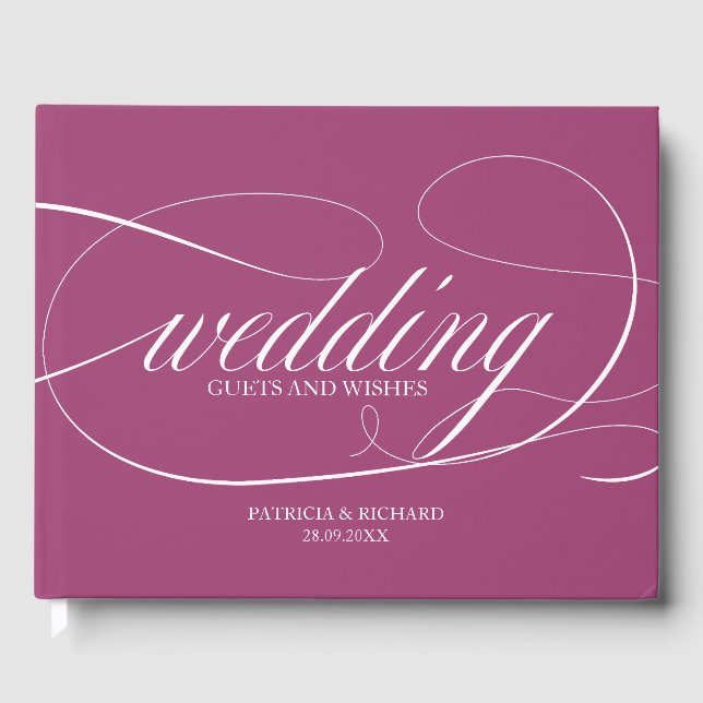 Simple Elegant Cassis Wedding Guest Book (Front)