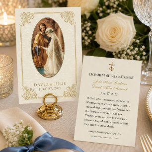 Simple Elegant Catholic Wedding Holy Card