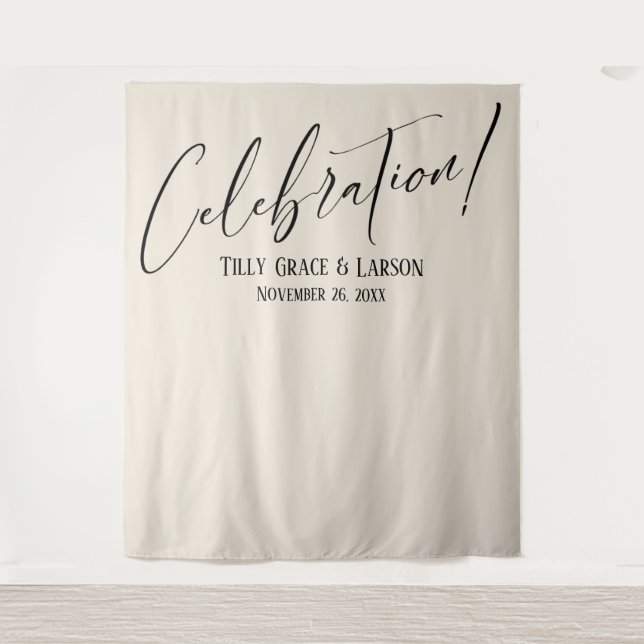 Simple Elegant Celebration! Cream Photo Backdrop Tapestry (Front)