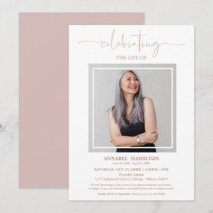Simple Elegant Celebration of Life Funeral Photo Invitation