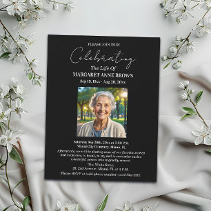 Simple Elegant Celebration Of Life Photo  Invitation