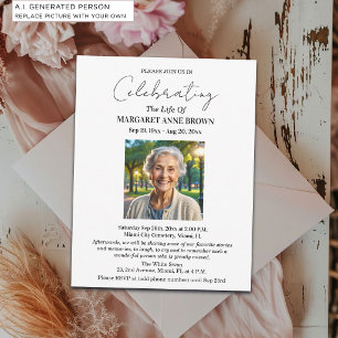 Simple Elegant Celebration Of Life Photo Invitation