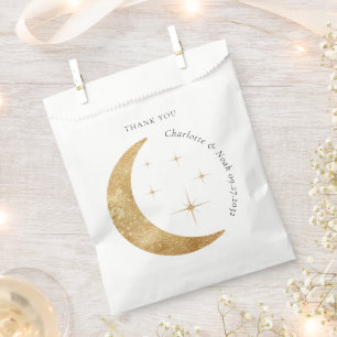 Simple Elegant Celestial Gold Moon Stars Wedding Favour Bags