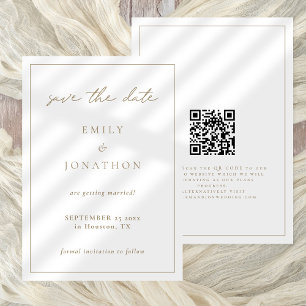 Simple Elegant Champagne Gold Script Line Border Save The Date