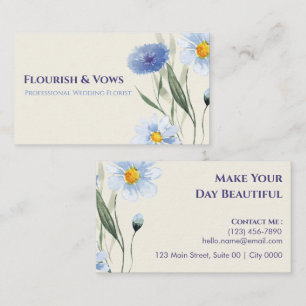 Simple Elegant Charm Floral Watercolor Florist Business Card