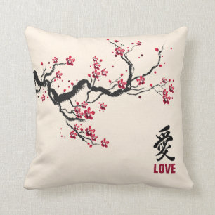 Simple & Elegant Cherry Blossom Love Throw Pillow