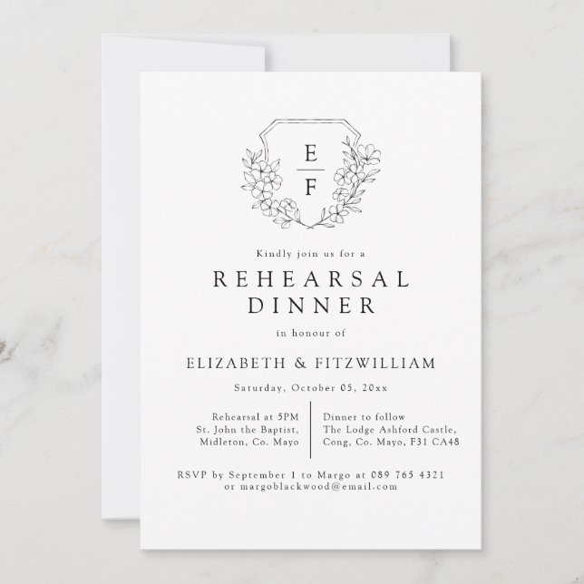 Simple Elegant Cherry Blossom Rehearsal Dinner Invitation (Front)