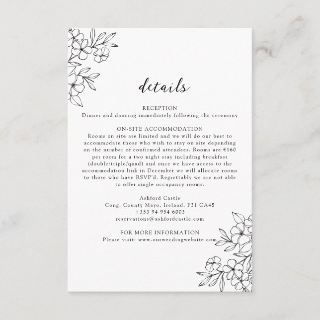 Simple Elegant Cherry Blossom Wreath  Enclosure Card (Front)