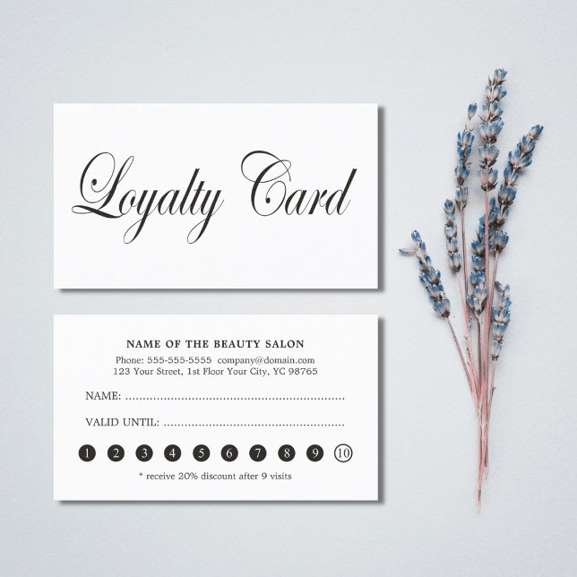 Simple Elegant Chic Black White Loyalty Card (Creator Uploaded)
