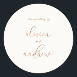 Simple Elegant Chic Bohemian Wedding Classic Round Sticker<br><div class="desc">Boho wedding stickers featuring elegant simple script typography.</div>