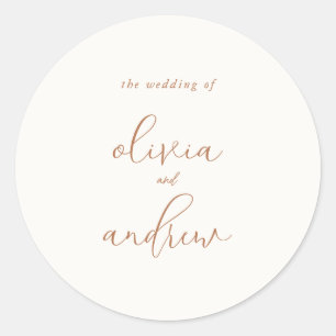 Simple Elegant Chic Bohemian Wedding Classic Round Sticker