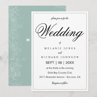 Simple Elegant Chic Calligraphy Monogram Wedding Invitation