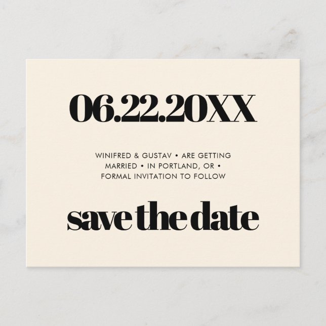 Simple elegant & chic Cream Save the date Postcard (Front)