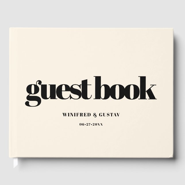 Simple elegant & chic Cream wedding Guest Book (Front)