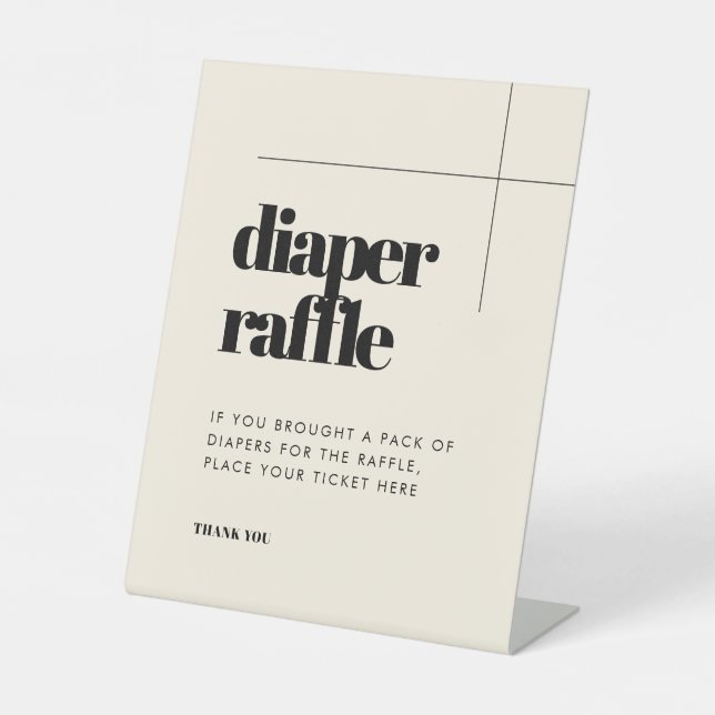 Simple elegant & chic Diaper Raffle Pedestal Sign (Front)