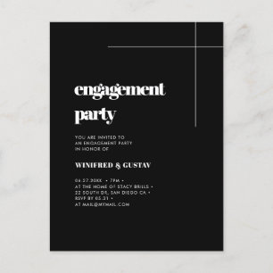Simple elegant & chic engagement party invitation postcard