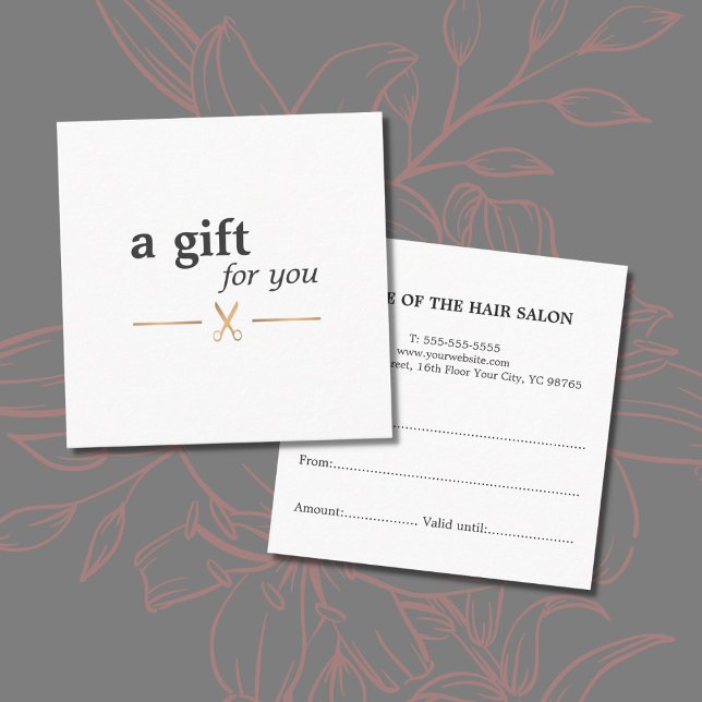 Simple Elegant Chic Faux Gold White Hair Stylist Discount Card (Creator Uploaded)