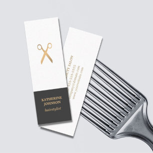 Simple Elegant Chic Faux Gold White Hair Stylist Mini Business Card