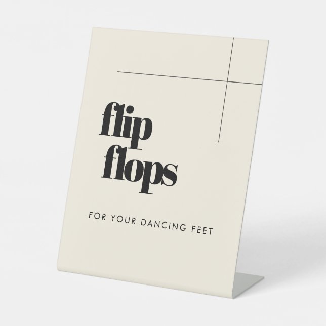 Simple elegant & chic Flip Flops wedding Pedestal Sign (Front)
