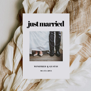 Simple elegant & chic Just married wedding photo Announcement