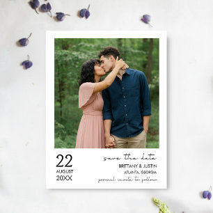 Simple Elegant Chic Photo Wedding Save the Date Announcement Postcard