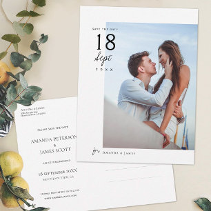 Simple Elegant Chic Photo Wedding Save the Date Announcement Postcard