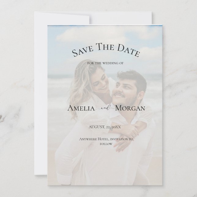 Simple Elegant Chic Photo Wedding Save the Date  Invitation (Front)