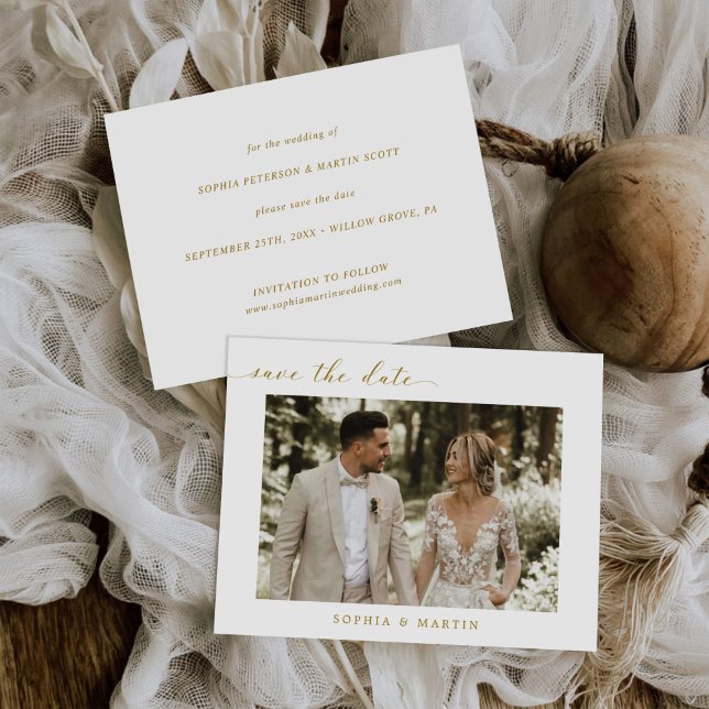 Simple Elegant Chic Photo Wedding Save the Date Invitation Postcard (Creator Uploaded)