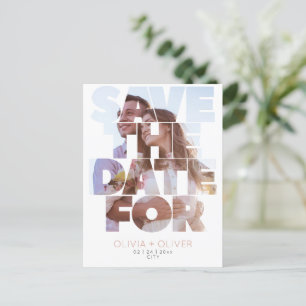 Simple elegant chic photo wedding save the date postcard