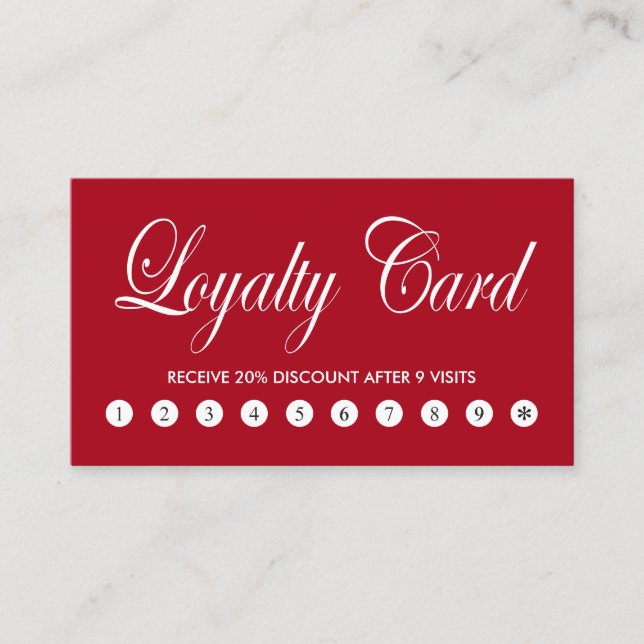 Simple Elegant Chic Red White Loyalty Card (Front)