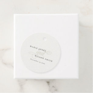 Simple Elegant Chic Script Black & White Wedding Favour Tags