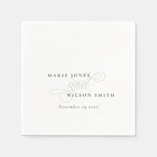 Simple Elegant Chic Script Black & White Wedding Napkin