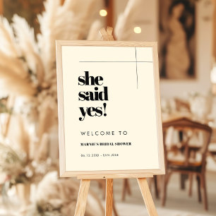 Simple elegant & chic She said yes Bridal Shower Poster