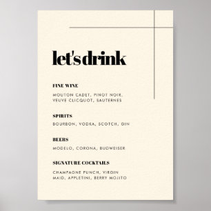 Simple elegant & chic wedding Bar menu Poster