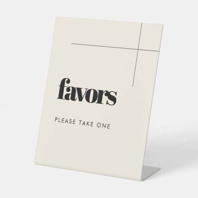 Simple elegant & chic wedding Favours Pedestal Sign (Front)