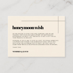 Simple elegant & chic wedding Honeymoon wish Enclosure Card