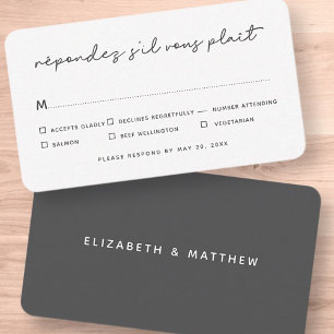 Simple Elegant Chic Wedding Meal Option RSVP Card