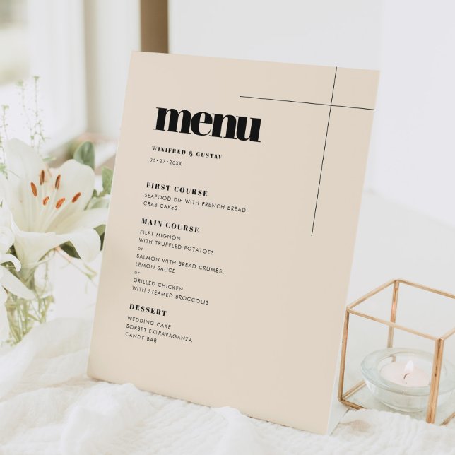 Simple elegant & chic wedding menu pedestal sign (Creator Uploaded)