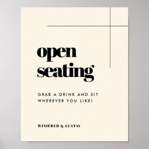 Simple elegant & chic wedding Open Seating Poster