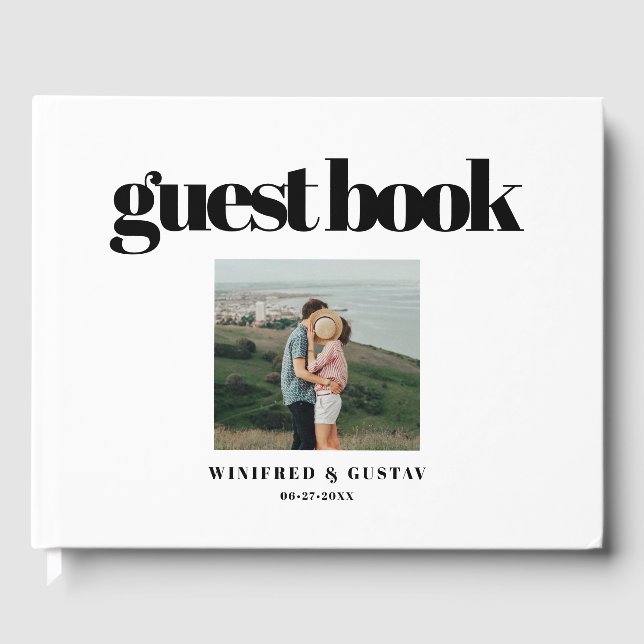 Simple elegant & chic wedding photo guest book (Front)