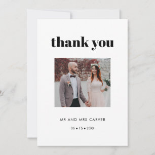 Simple elegant & chic wedding photo thank you card