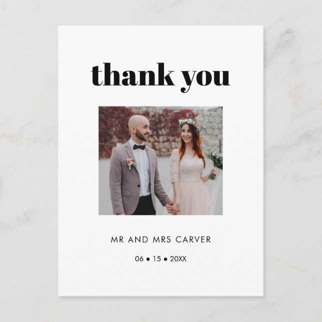 Simple elegant & chic wedding photo Thank you Postcard (Front)