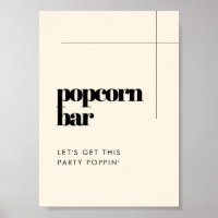 Simple elegant & chic wedding Popcorn bar sign