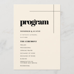 Simple elegant & chic wedding programme
