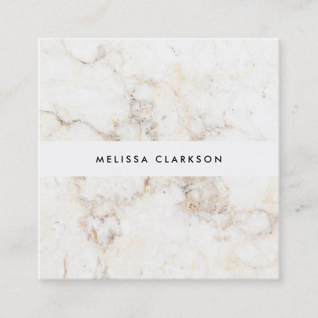 Simple elegant chic white marble professional square business card (Front)