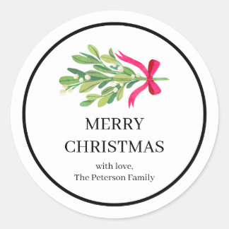 Simple Elegant Christmas Botanical  Classic Round Sticker