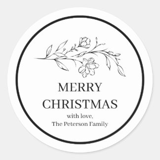 Simple Elegant Christmas Botanical  Classic Round Sticker